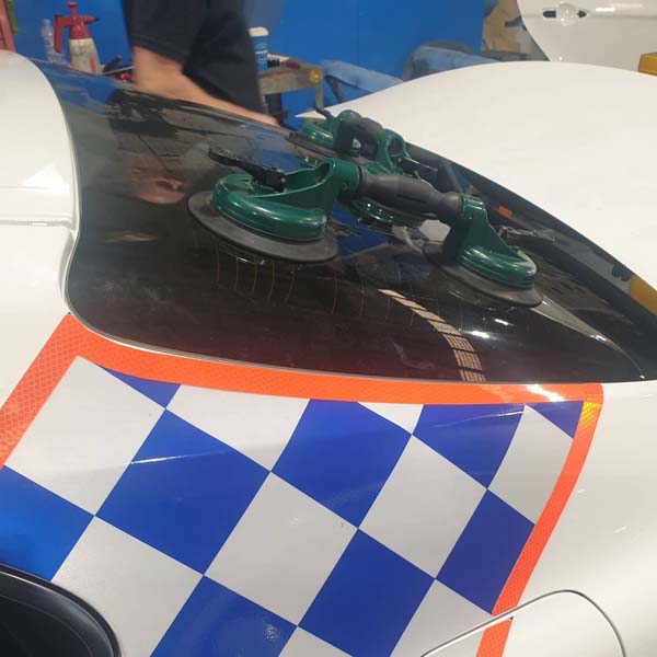 Car glass close up