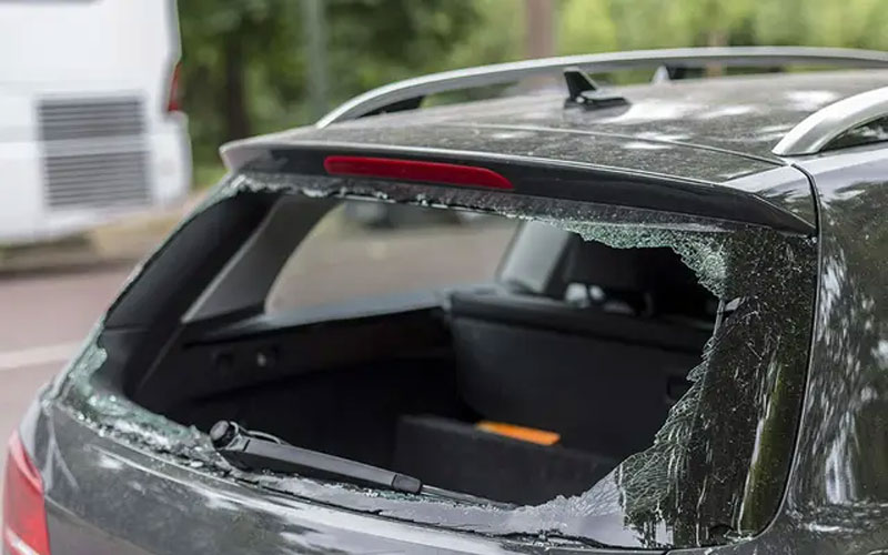 rear car window removed for replacement